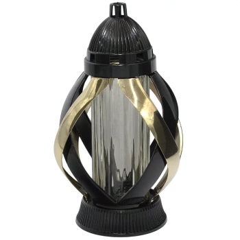 Znicz Artystyczny wstęga LG63 czarno złota metalizowana wyjątkowa szkło 