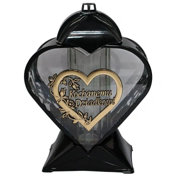 Duży znicz serce dla dziadka czarno złoty na pomnik kochanemu dziadkowi