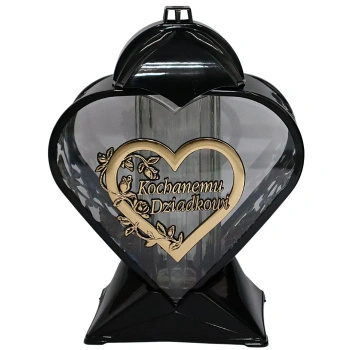 Duży znicz serce dla dziadka czarno złoty na pomnik kochanemu dziadkowi